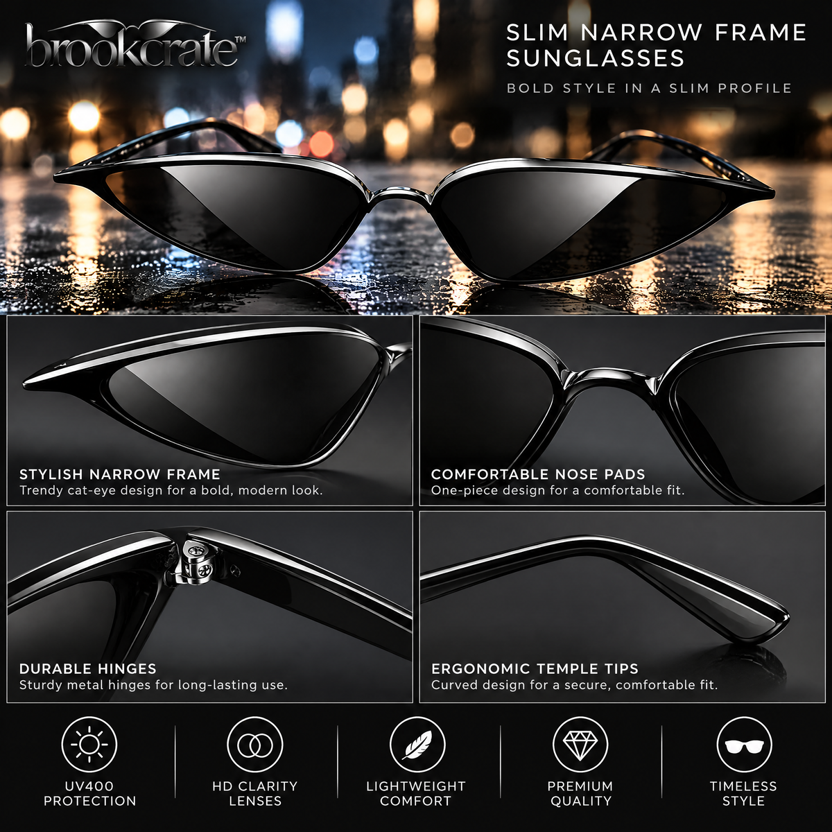 Slim Narrow Frame Sunglasses