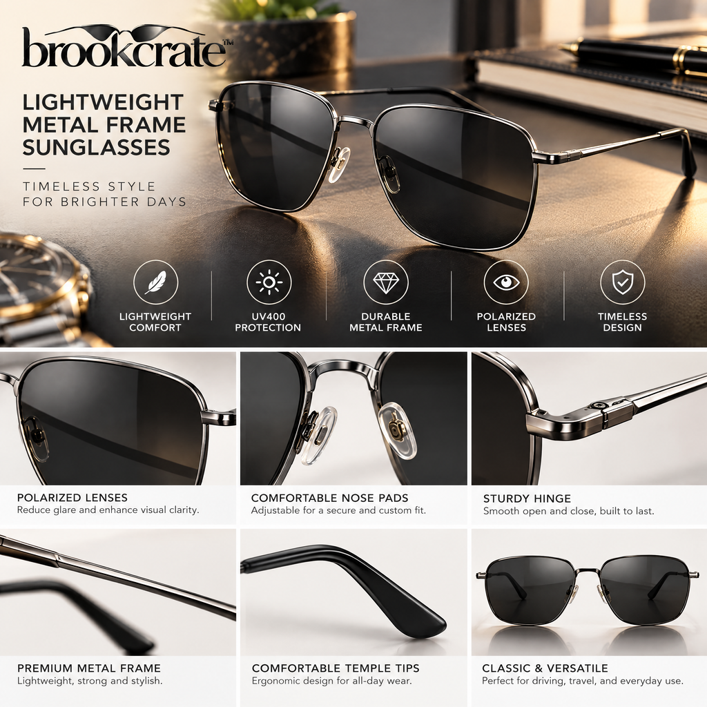 Lightweight Metal Frame Sunglasses
